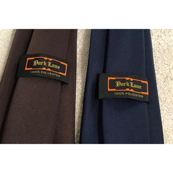 Brown & Navy Ties Set By Park Lane 100% Polyester Neckties For Men - Picture 2 of 4